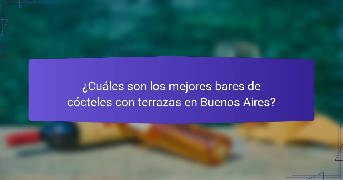 ¿Cuáles son los mejores bares de cócteles con terrazas en Buenos Aires?