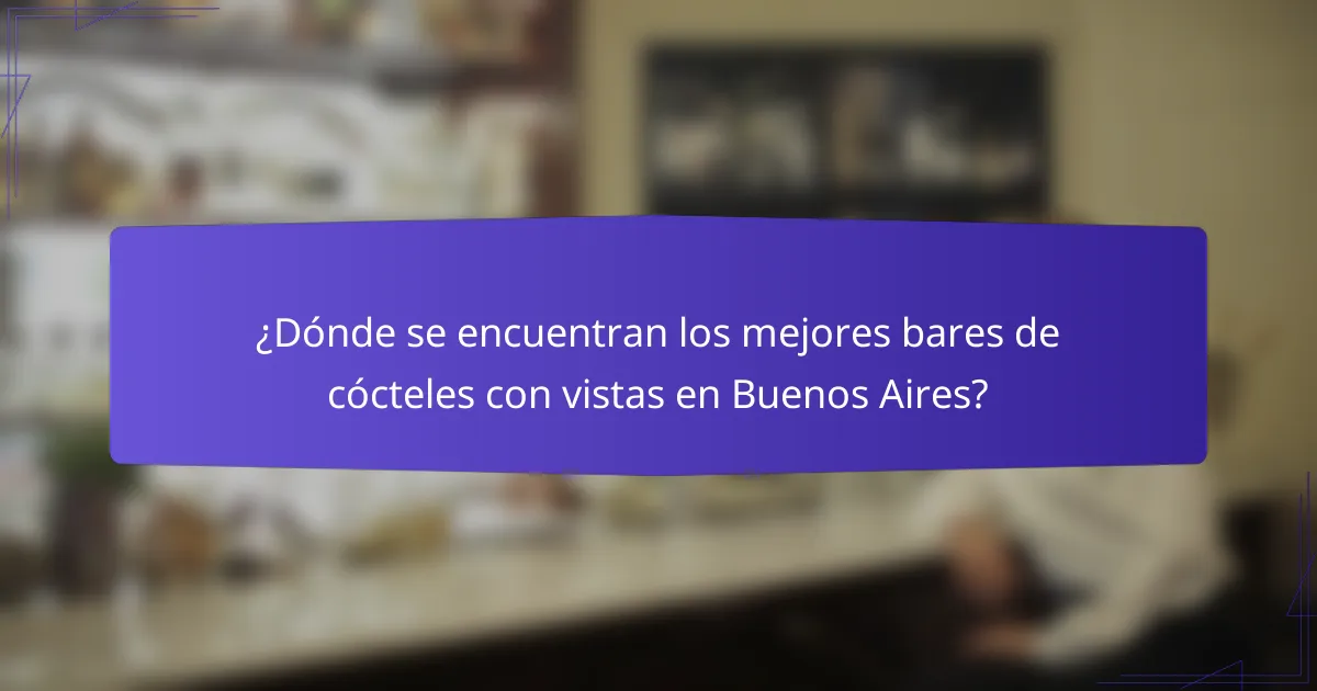 ¿Dónde se encuentran los mejores bares de cócteles con vistas en Buenos Aires?