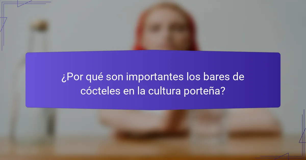 ¿Por qué son importantes los bares de cócteles en la cultura porteña?