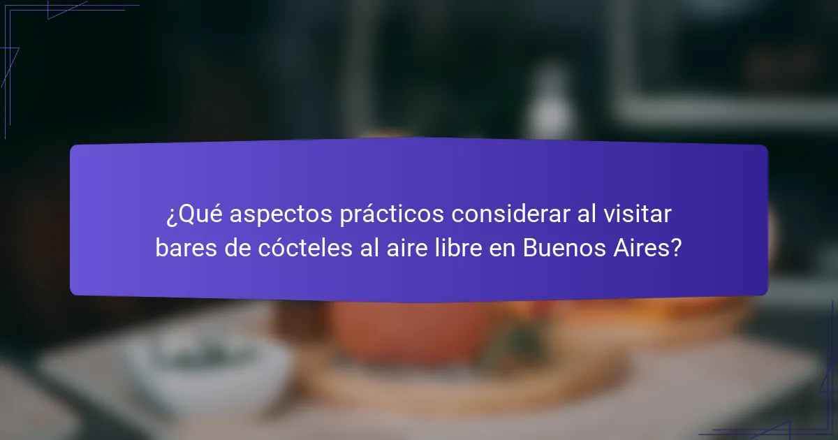 ¿Qué aspectos prácticos considerar al visitar bares de cócteles al aire libre en Buenos Aires?