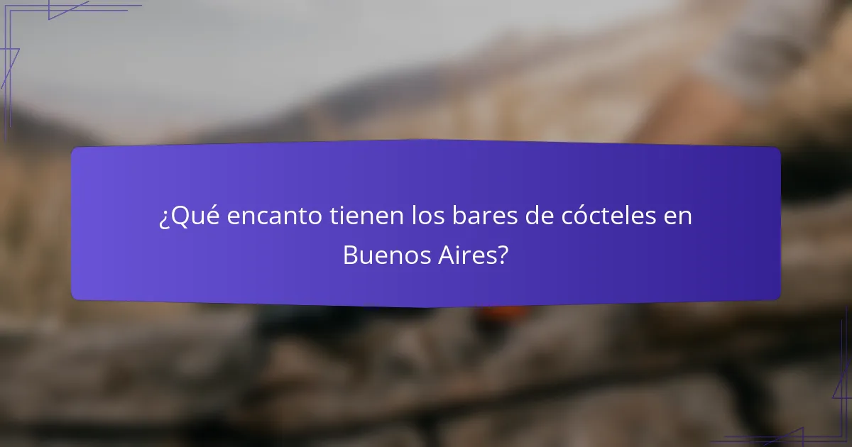 ¿Qué encanto tienen los bares de cócteles en Buenos Aires?