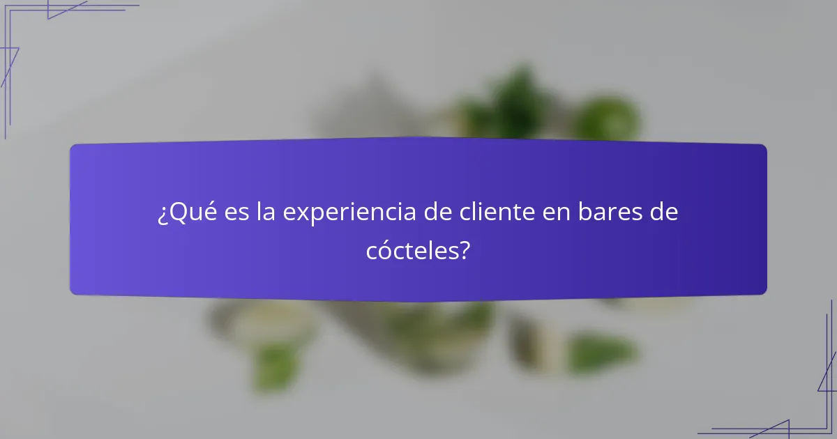 ¿Qué es la experiencia de cliente en bares de cócteles?