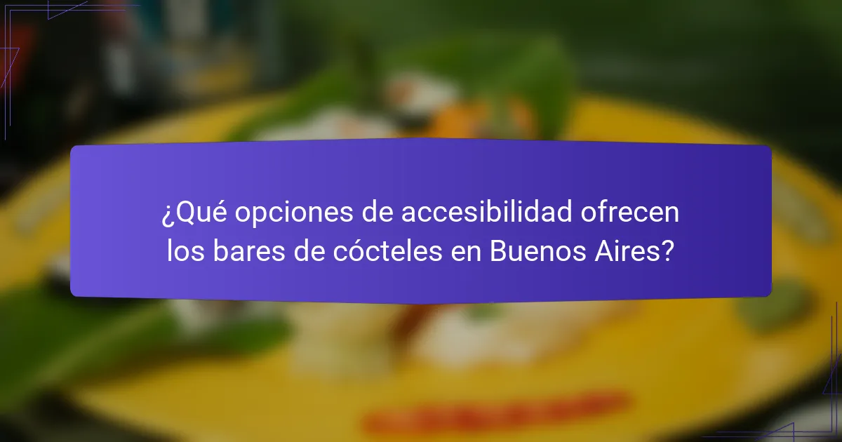 ¿Qué opciones de accesibilidad ofrecen los bares de cócteles en Buenos Aires?