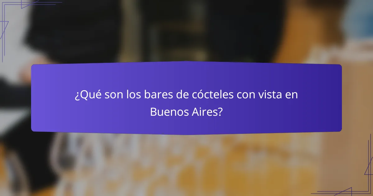 ¿Qué son los bares de cócteles con vista en Buenos Aires?
