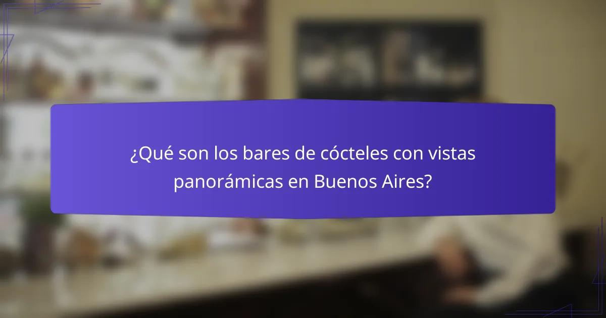 ¿Qué son los bares de cócteles con vistas panorámicas en Buenos Aires?