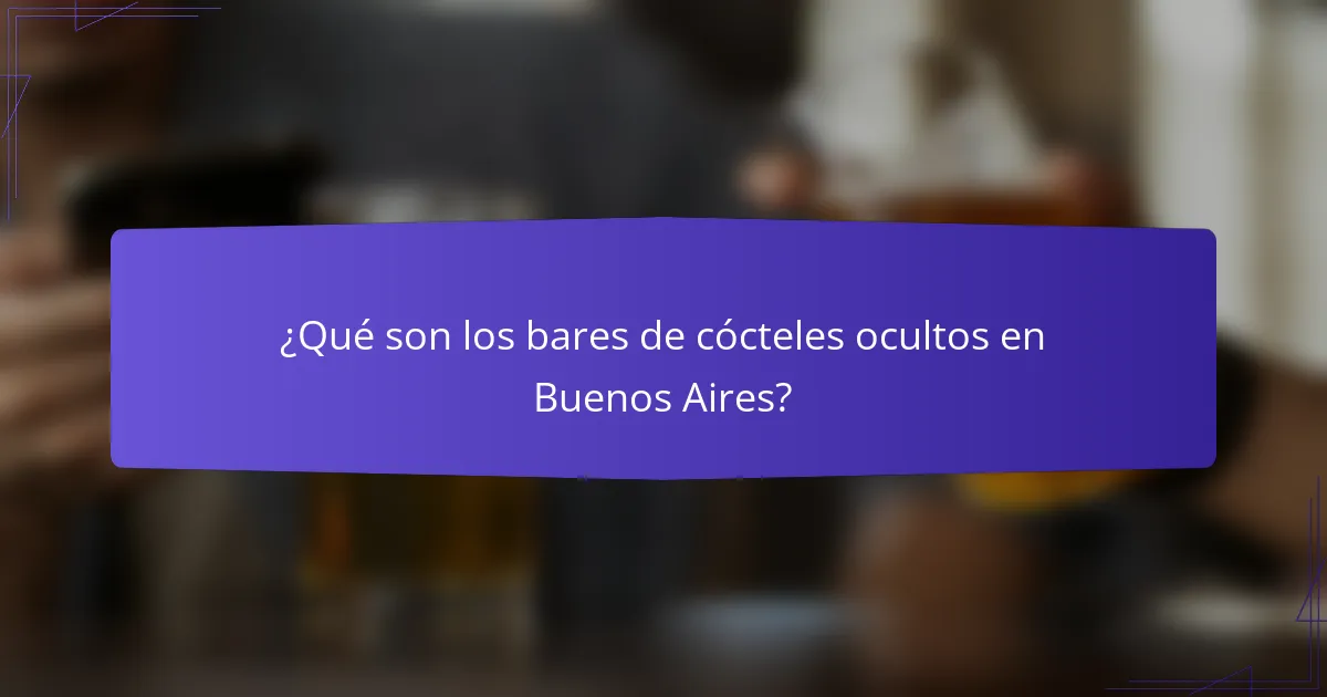 ¿Qué son los bares de cócteles ocultos en Buenos Aires?