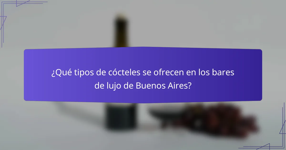 ¿Qué tipos de cócteles se ofrecen en los bares de lujo de Buenos Aires?